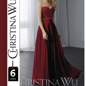 Burgundy Formal gown with rhinestones, size 6